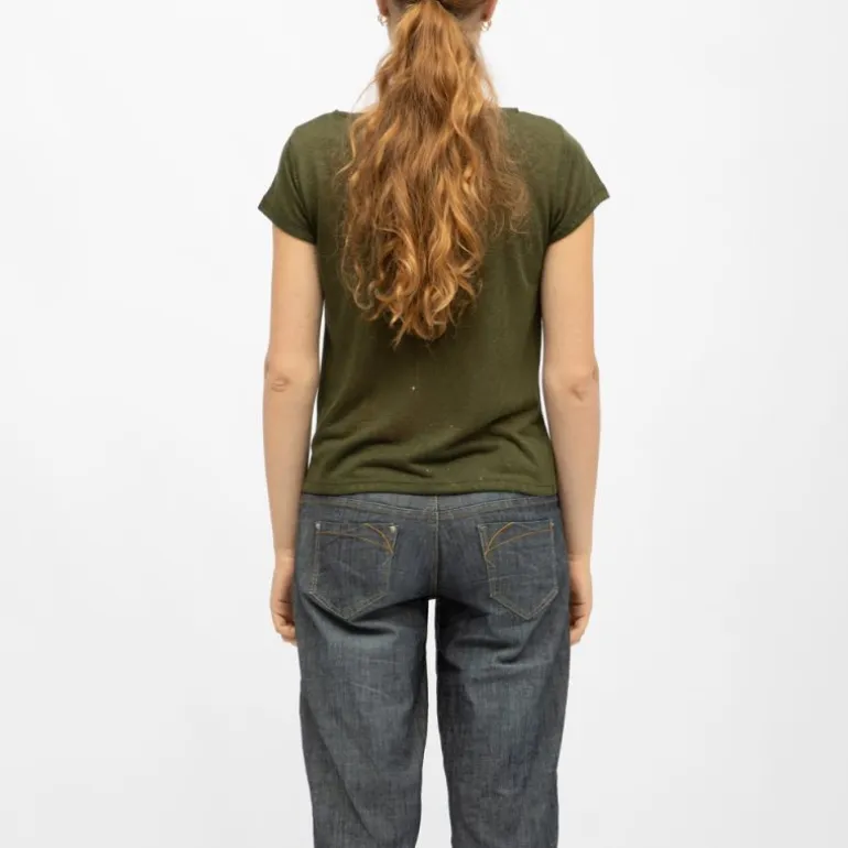 Tee shirt col rond tissu chiné fil doré Femme DEELUXE 74