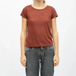 Tee shirt col rond tissu chiné fil doré Femme DEELUXE 74