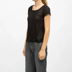 Tee shirt col rond tissu chiné fil doré Femme DEELUXE 74