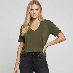 Tee shirt col V à pailettes Harly Femme ONLY