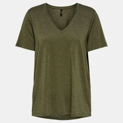 Tee shirt col V à pailettes Harly Femme ONLY