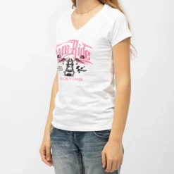 Tee shirt col v coton Live to Ride moto gp x von dutch Femme VON DUTCH