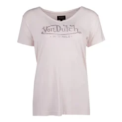 Tee shirt col V fluide strass logo Femme VON DUTCH