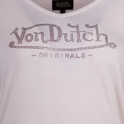 Tee shirt col V fluide strass logo Femme VON DUTCH
