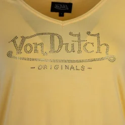 Tee shirt col V fluide strass logo Femme VON DUTCH