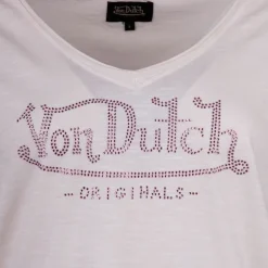 Tee shirt col v strass logo chiné Femme VON DUTCH