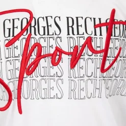 Tee shirt coton bandes épaules texte Sport brodé Homme GEORGES RECH