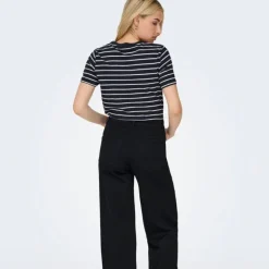 Tee shirt coton bio Liva marinière avec coeur argenté Femme ONLY