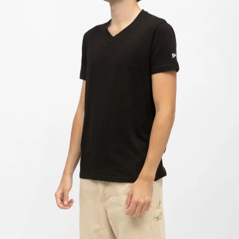 Tee shirt coton col v basique uni Homme SCHOTT