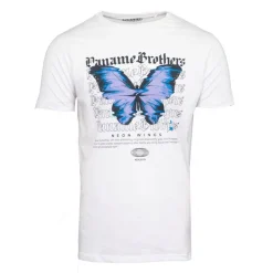 Tee shirt coton imprimé papillon glitch avec textes Homme PANAME BROTHERS
