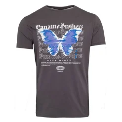 Tee shirt coton imprimé papillon glitch avec textes Homme PANAME BROTHERS