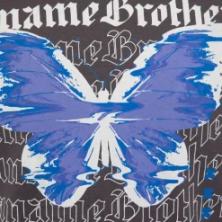 Tee shirt coton imprimé papillon glitch avec textes Homme PANAME BROTHERS