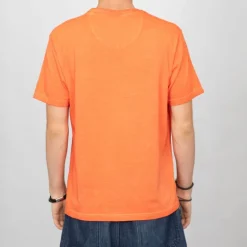 Tee shirt coton orange illustration moto avec damnier Homme VON DUTCH