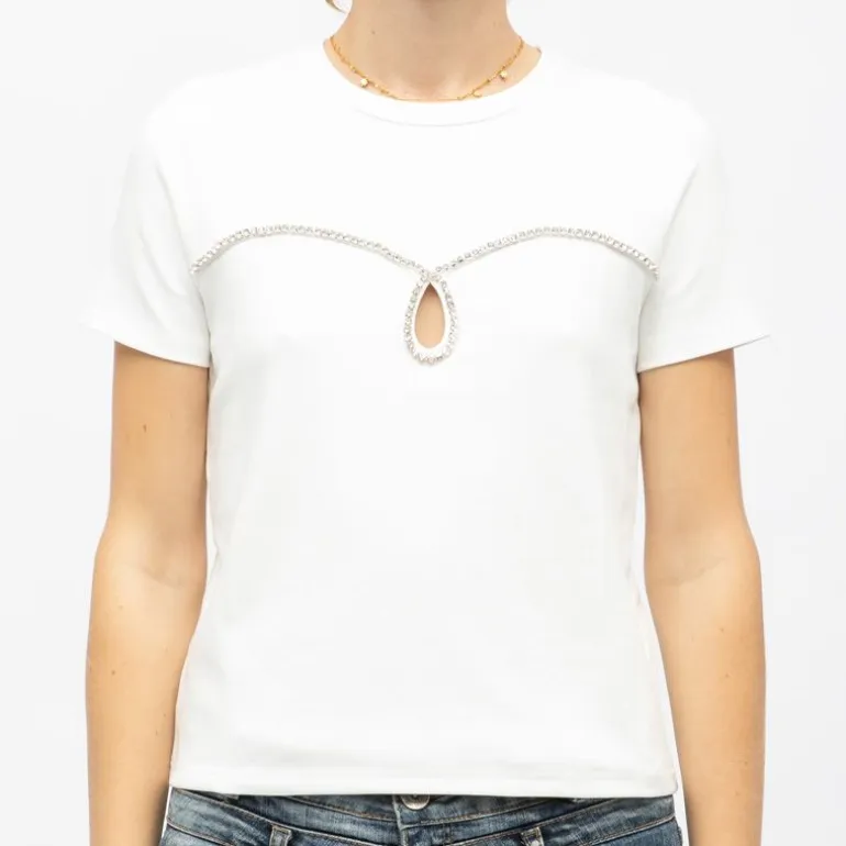 Tee shirt coton twila à strass avec ouverture avant Femme LA PETITE ETOILE