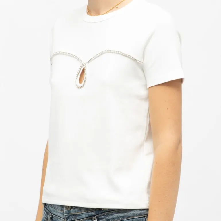 Tee shirt coton twila à strass avec ouverture avant Femme LA PETITE ETOILE