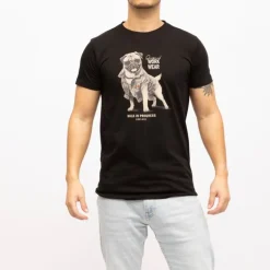 Tee shirt coton uni doggy imprimé carlin Homme DEELUXE 74