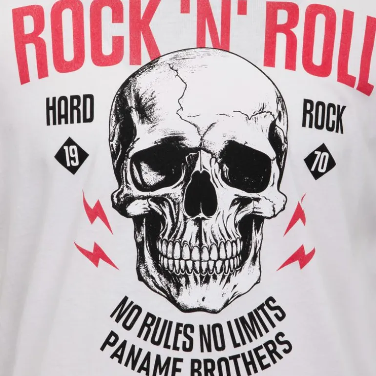 Tee shirt crane de squelette coton Rock 'N' Roll Homme PANAME BROTHERS
