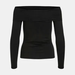 Tee shirt doux épaules nues osata black avec drapé Femme VILA