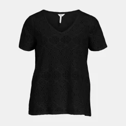 Tee shirt feodora broderie anglaise col V Femme OBJECT