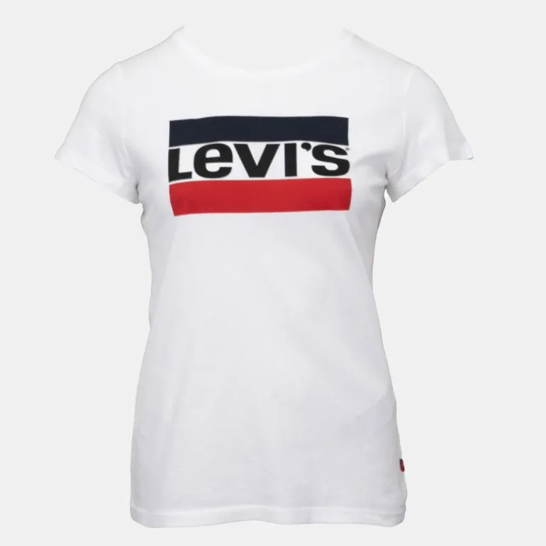 Tee shirt grand logo bleu rouge coton Femme LEVI'S