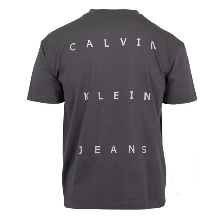 Tee shirt gris dos avec inscription Femme CALVIN KLEIN