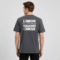 Tee shirt gris foncé L'amour en Provence toujours l'amour coton Homme JACK & JONES