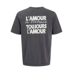 Tee shirt gris foncé L'amour en Provence toujours l'amour coton Homme JACK & JONES