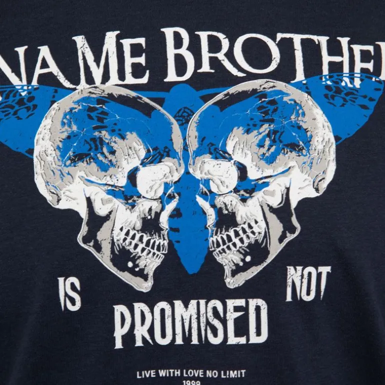 Tee shirt illustration têtes de mort et papillon en coton Homme PANAME BROTHERS