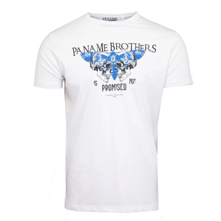 Tee shirt illustration têtes de mort et papillon en coton Homme PANAME BROTHERS