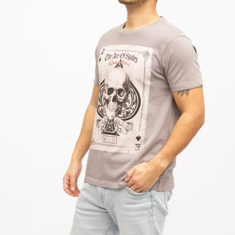 Tee shirt imprimé carte squelette Homme DEELUXE 74