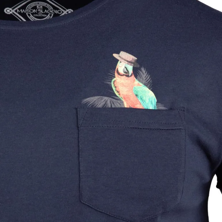 Tee shirt imprimé perroquet magenta Homme BLAGGIO