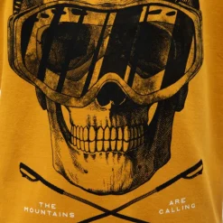 Tee shirt jaune coton imprimé squelette skieur Enfant DEELUXE 74