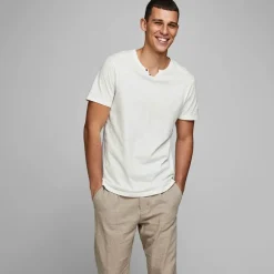 Tee shirt jersey col v boutonné Homme JACK & JONES