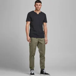 Tee shirt jersey col v boutonné Homme JACK & JONES