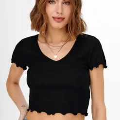 Tee shirt kika crop top col v Femme ONLY