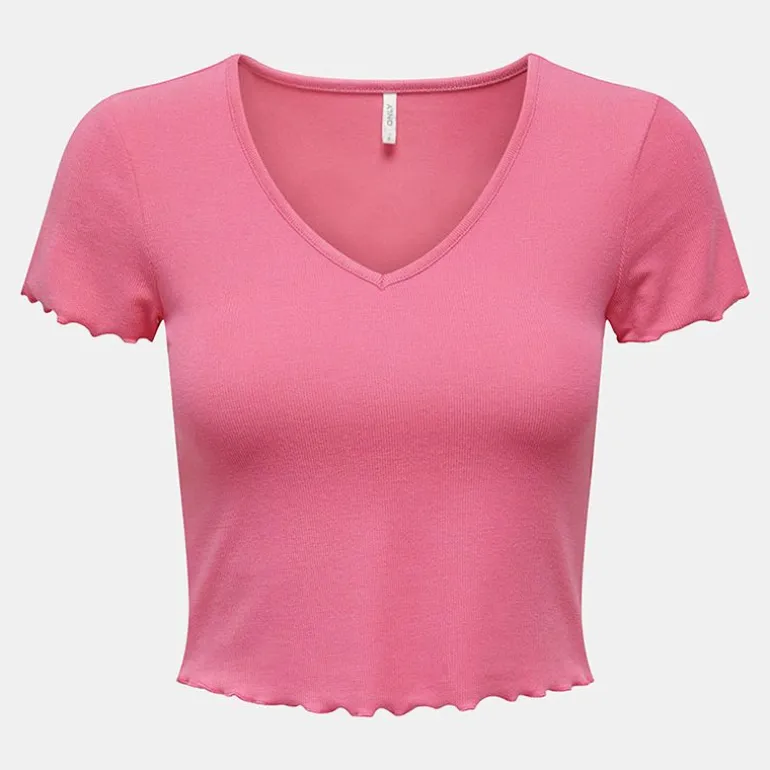 Tee shirt kika crop top col v Femme ONLY