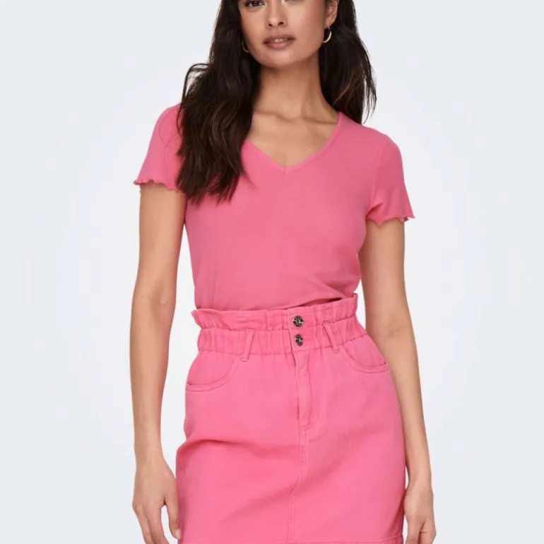 Tee shirt kika crop top col v Femme ONLY