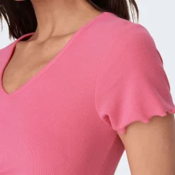 Tee shirt kika crop top col v Femme ONLY