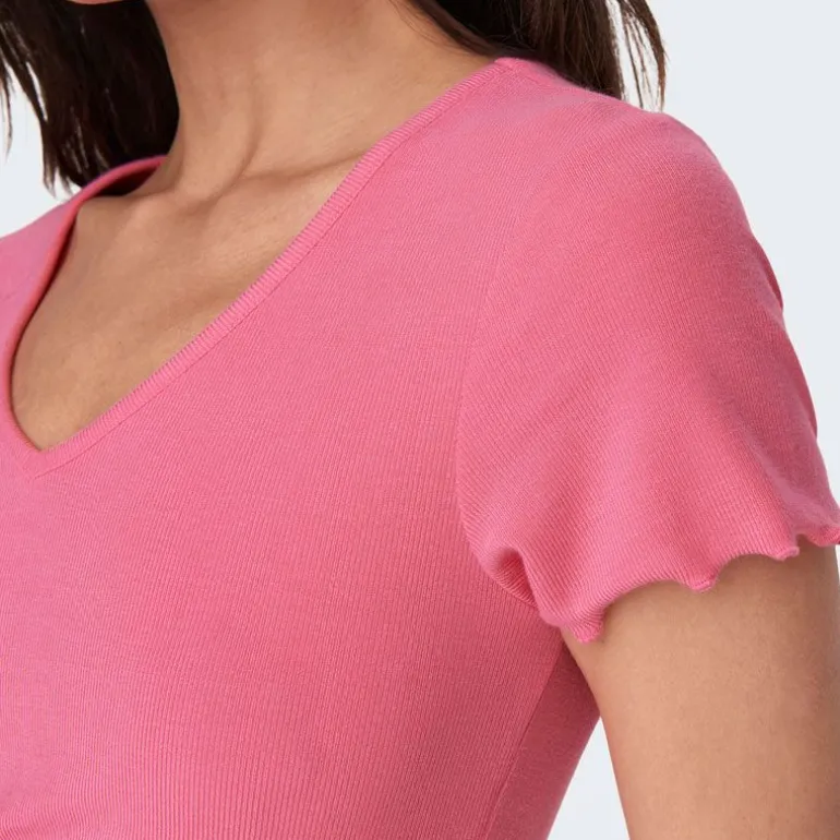 Tee shirt kika crop top col v Femme ONLY