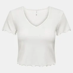 Tee shirt kika crop top col v Femme ONLY
