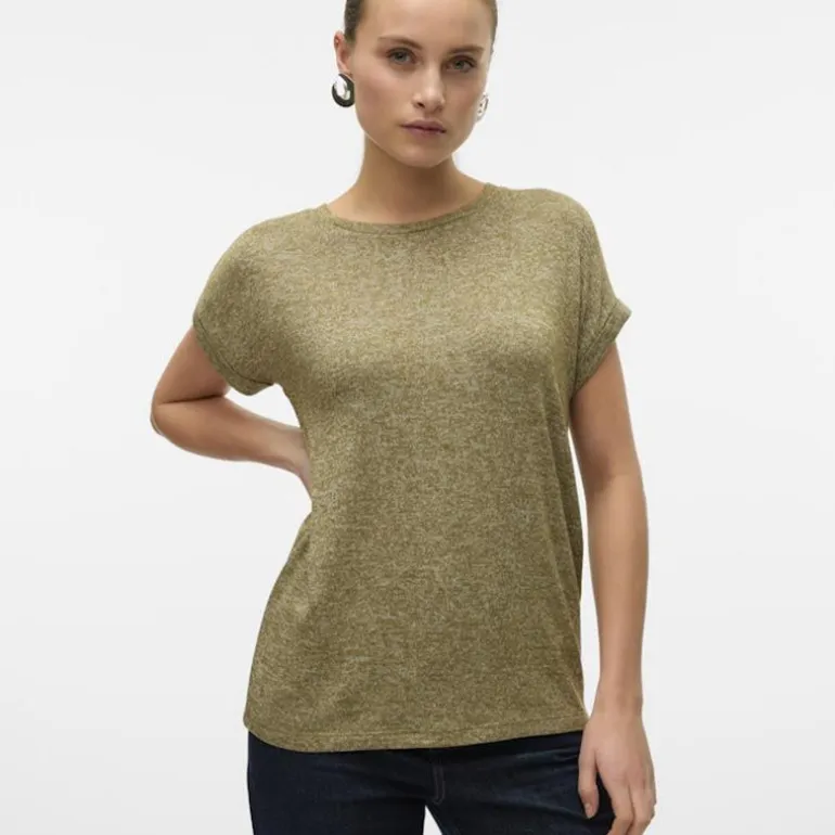 Tee shirt maille chiné Brianna manches retroussées Femme VERO MODA