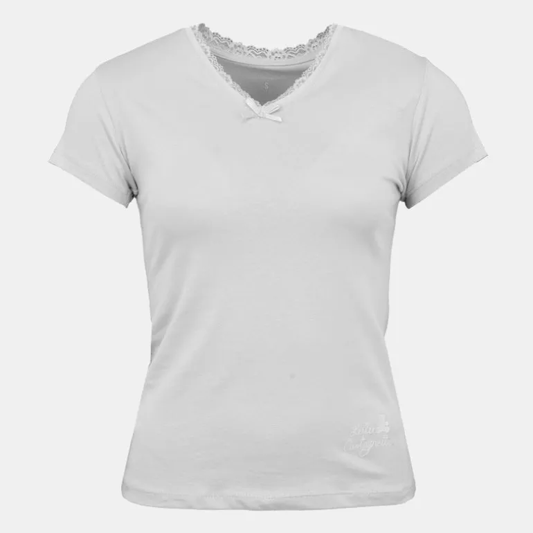 Tee shirt manches courtes col V dentelles lona Femme LULU CASTAGNETTE