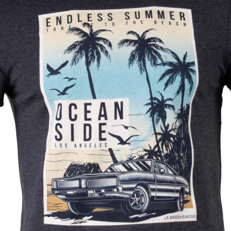 Tee shirt manches courtes imprime coton doux Los Angeles mao assor 24 Homme BLAGGIO