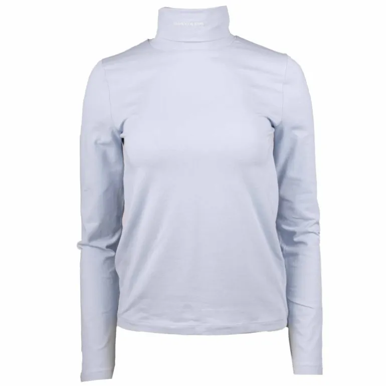 Tee shirt manches longues col roulé logo 95% coton Femme CALVIN KLEIN