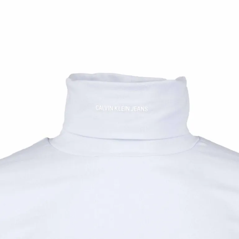 Tee shirt manches longues col roulé logo 95% coton Femme CALVIN KLEIN
