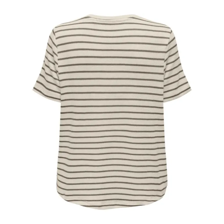 Tee shirt Manu rayé col v maille Femme ONLY