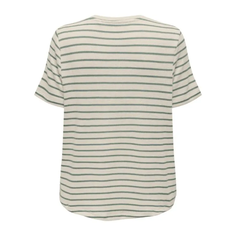Tee shirt Manu rayé col v maille Femme ONLY