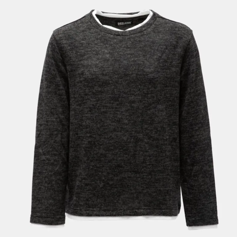 Tee shirt monan dark grey col rond avec col blanc Enfant DEELUXE 74