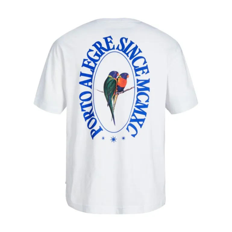 Tee shirt mykonos blanc imprimé perroquet coton Homme JACK & JONES