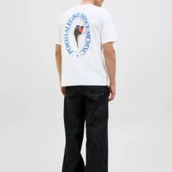 Tee shirt mykonos blanc imprimé perroquet coton Homme JACK & JONES